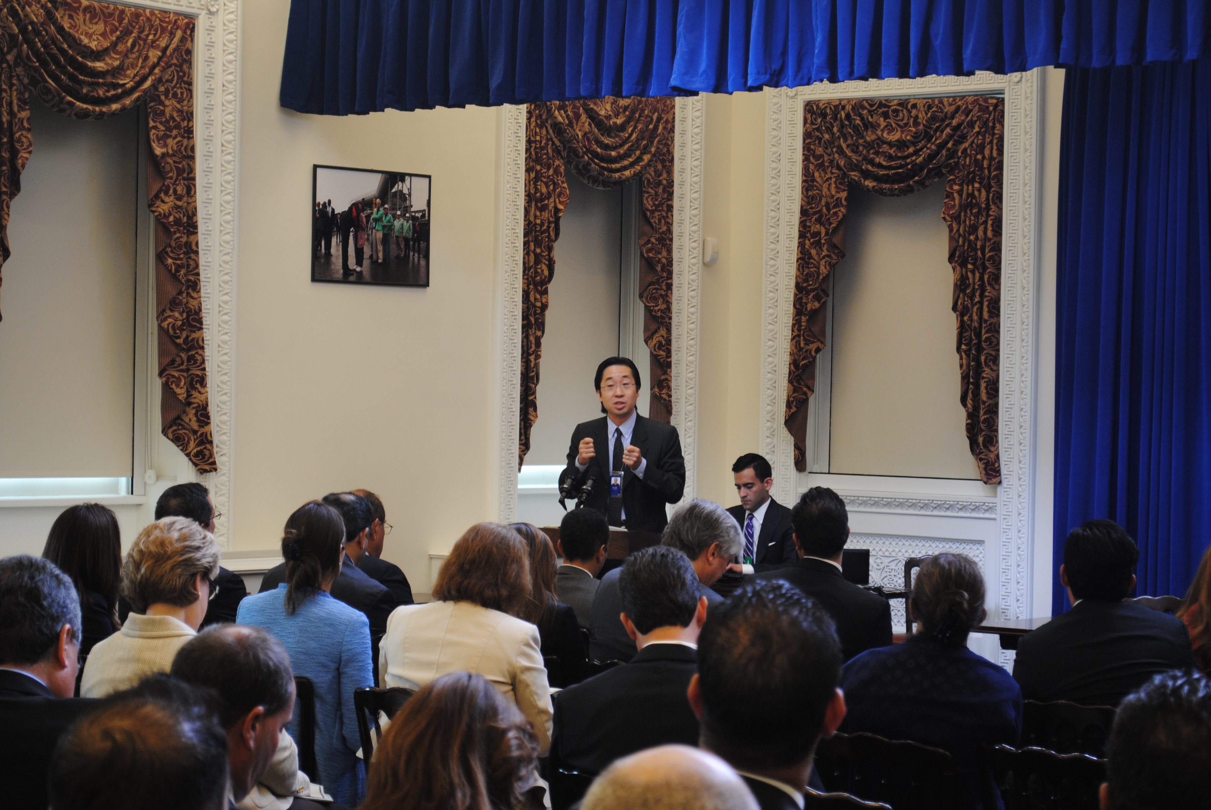 Todd Park speaks at a lectern before business leaders in the White House in May 2013