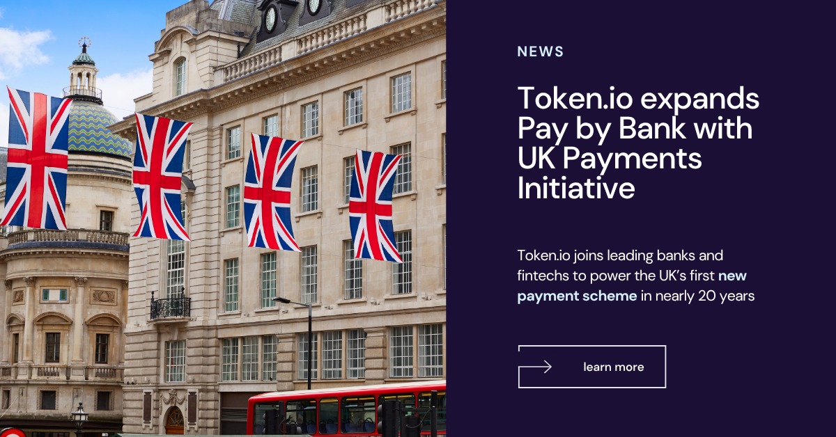 Token.io announcement graphic for joining the UK Payments Initiative