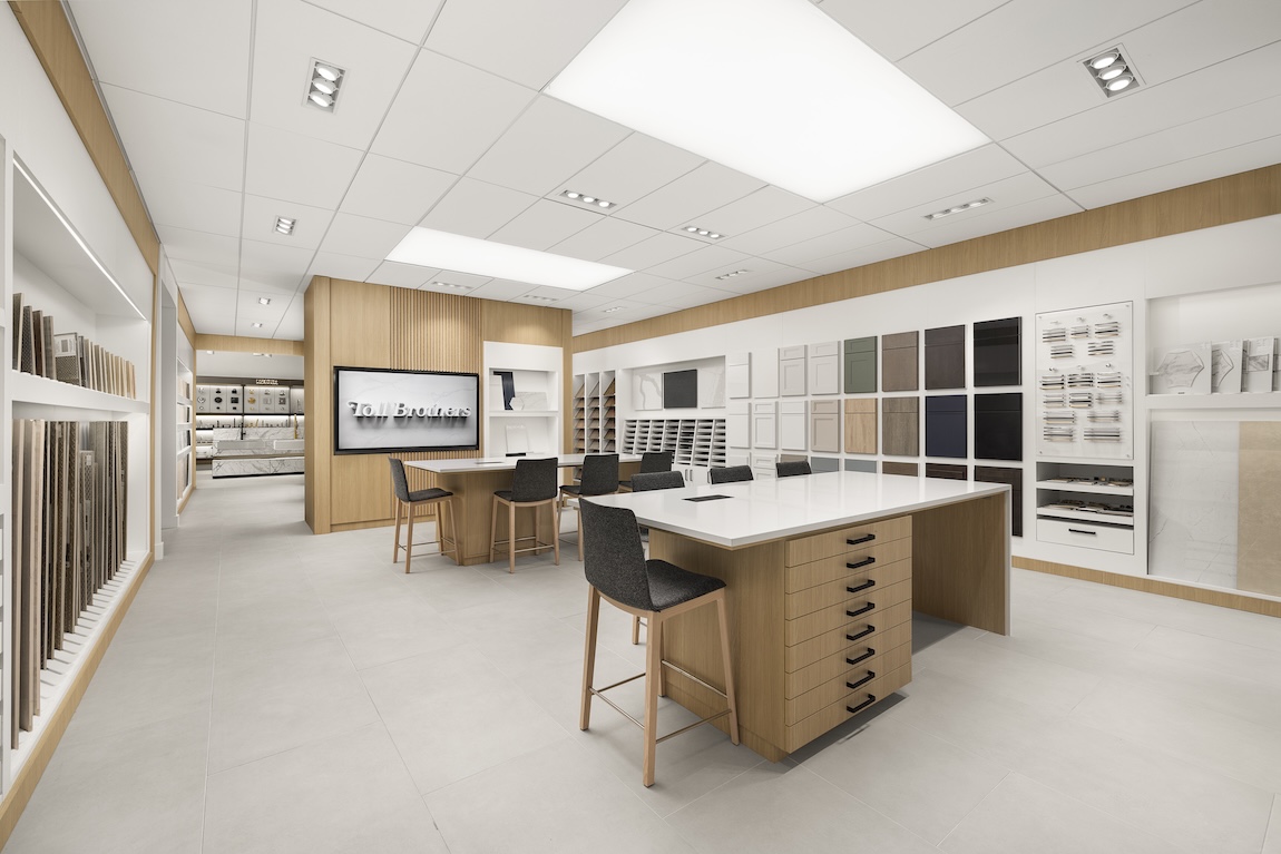Finish displays and work surfaces in a Toll Brothers design showroom