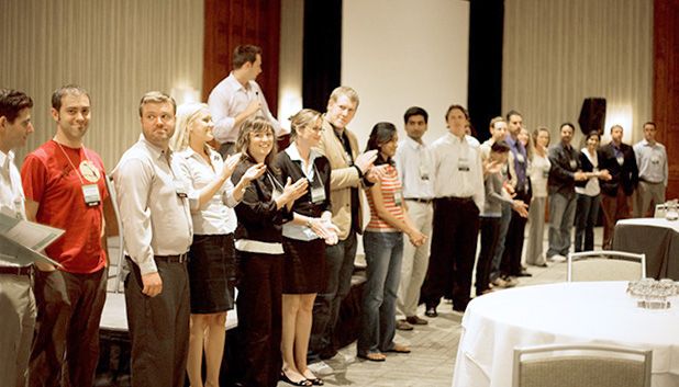 Granicus colleagues lined up at the company’s 2008 user conference