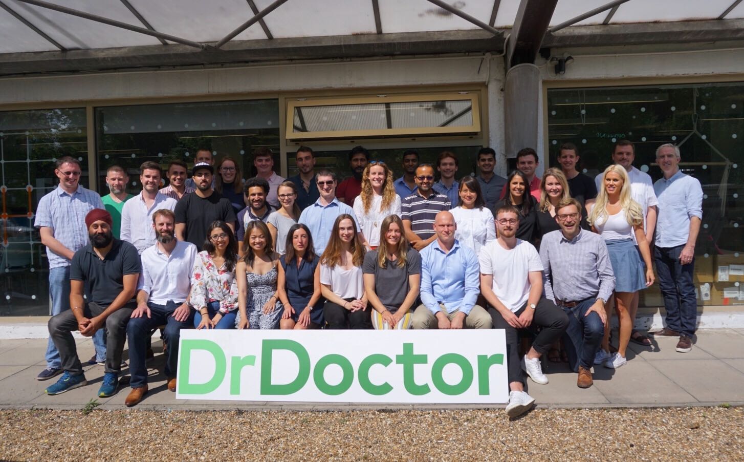 Tom Whicher and colleagues in DrDoctor’s 2019 team photograph