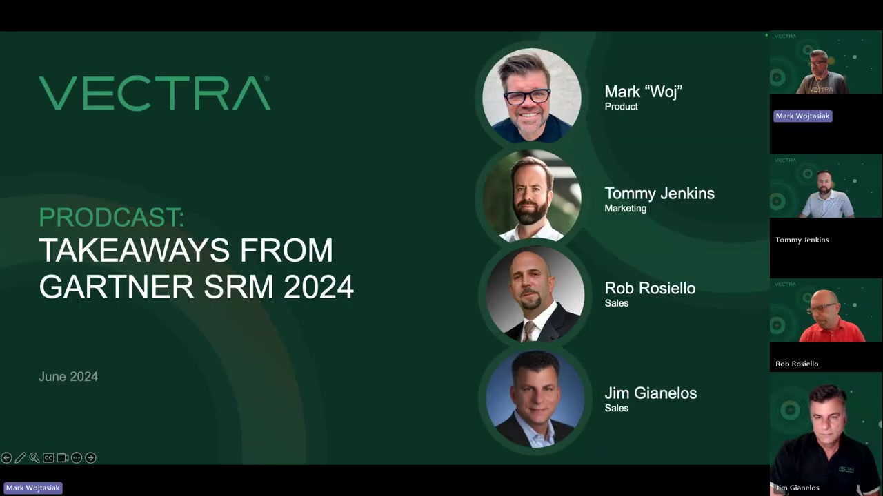 Tommy Jenkins and Vectra AI colleagues pictured in the Gartner Security and Risk Management Summit 2024 video discussion