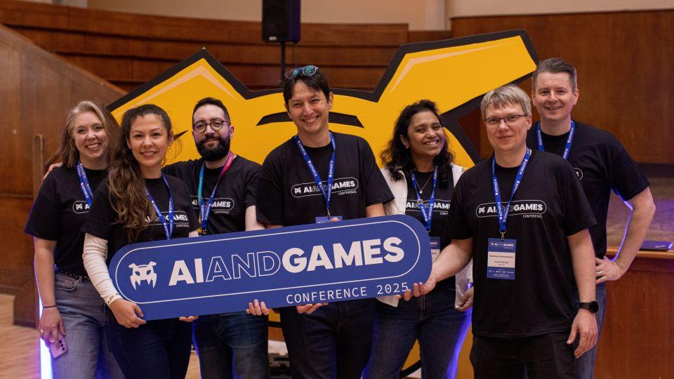 AI and Games Conference organisers on stage at Goldsmiths in 2025