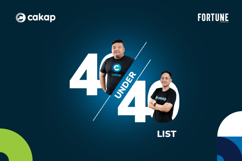 Cakap's Fortune Indonesia 40 Under 40 announcement featuring Tomy Yunus and Yohan Limerta