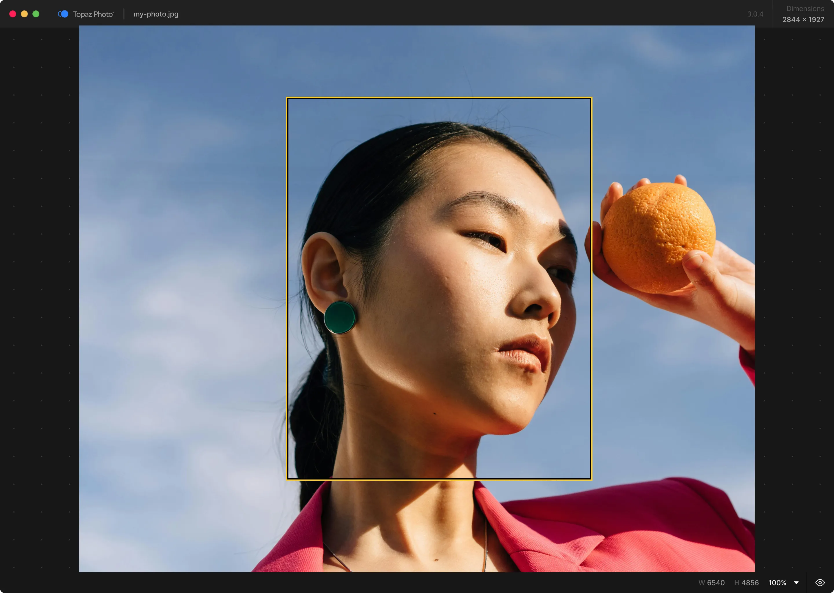 Topaz Photo application interface showing a photograph and enhancement controls