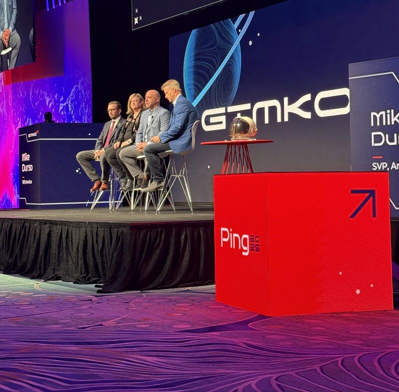 Ping Identity leaders seated onstage during the 2025 go-to-market kickoff