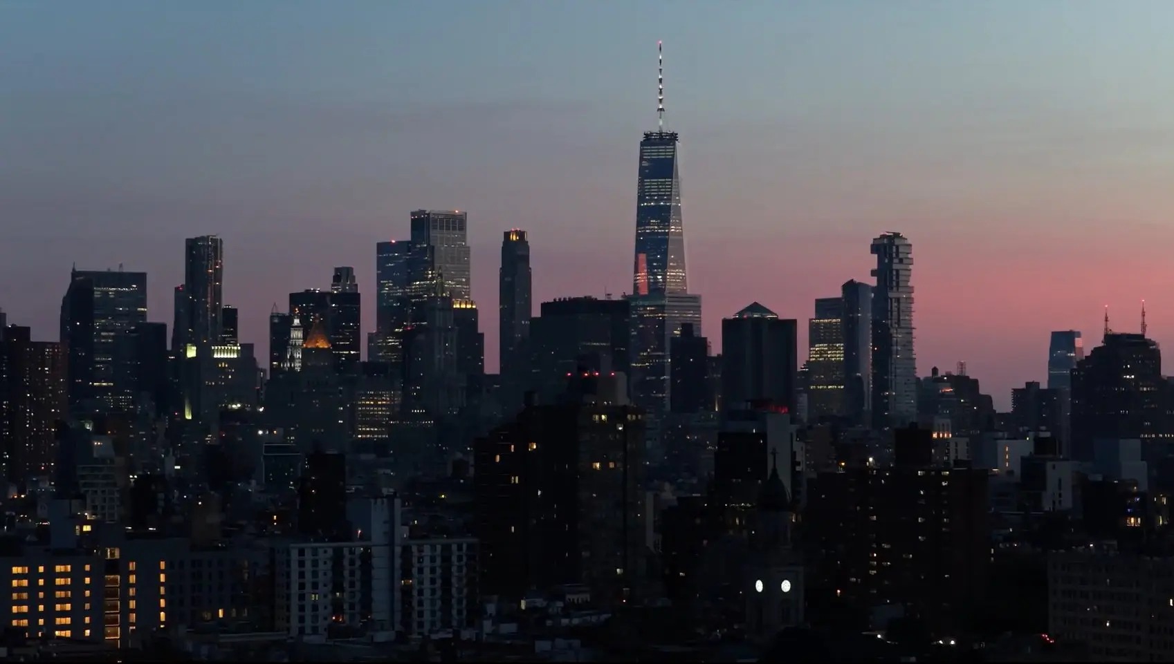 New York City skyline at dusk, photographed from a TrailRunner International page