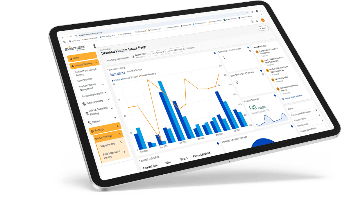 TransImpact demand forecasting and planning product shown on a computer screen