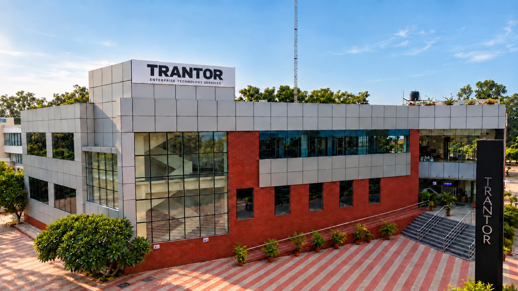 Trantor company building with its name displayed on the exterior