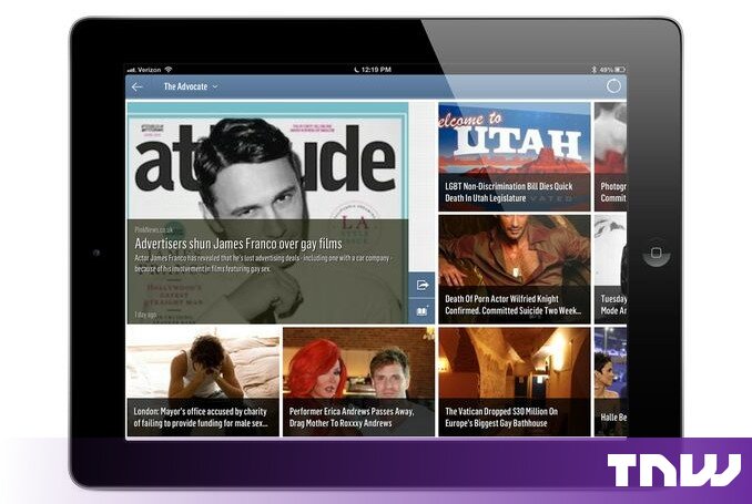An iPad showing the Advocate Discovery personalized article grid