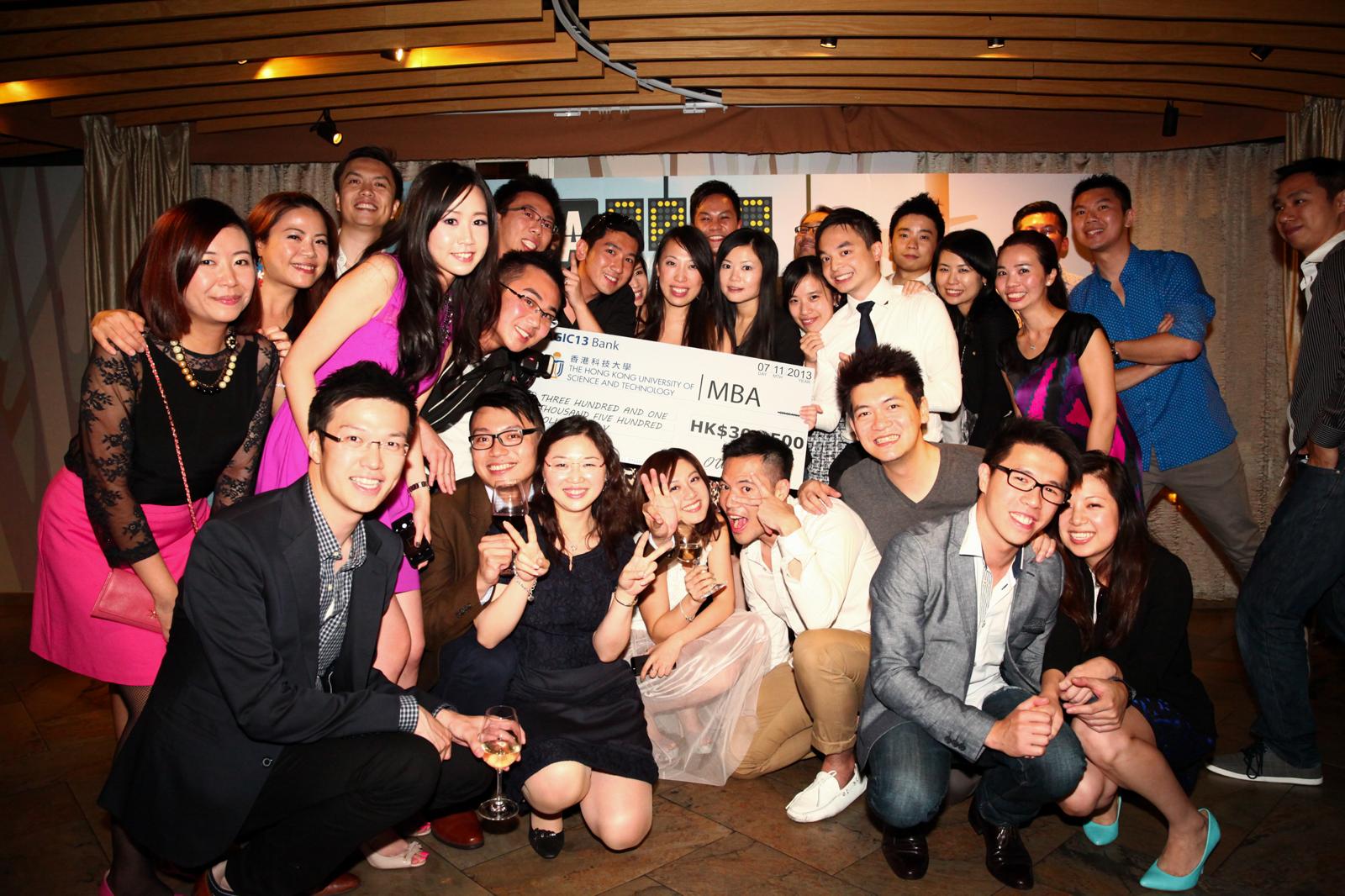 Trasy Lou Walsh with a group of HKUST MBA classmates at a celebration