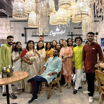 A group of Trexo Global colleagues gathered at a team event
