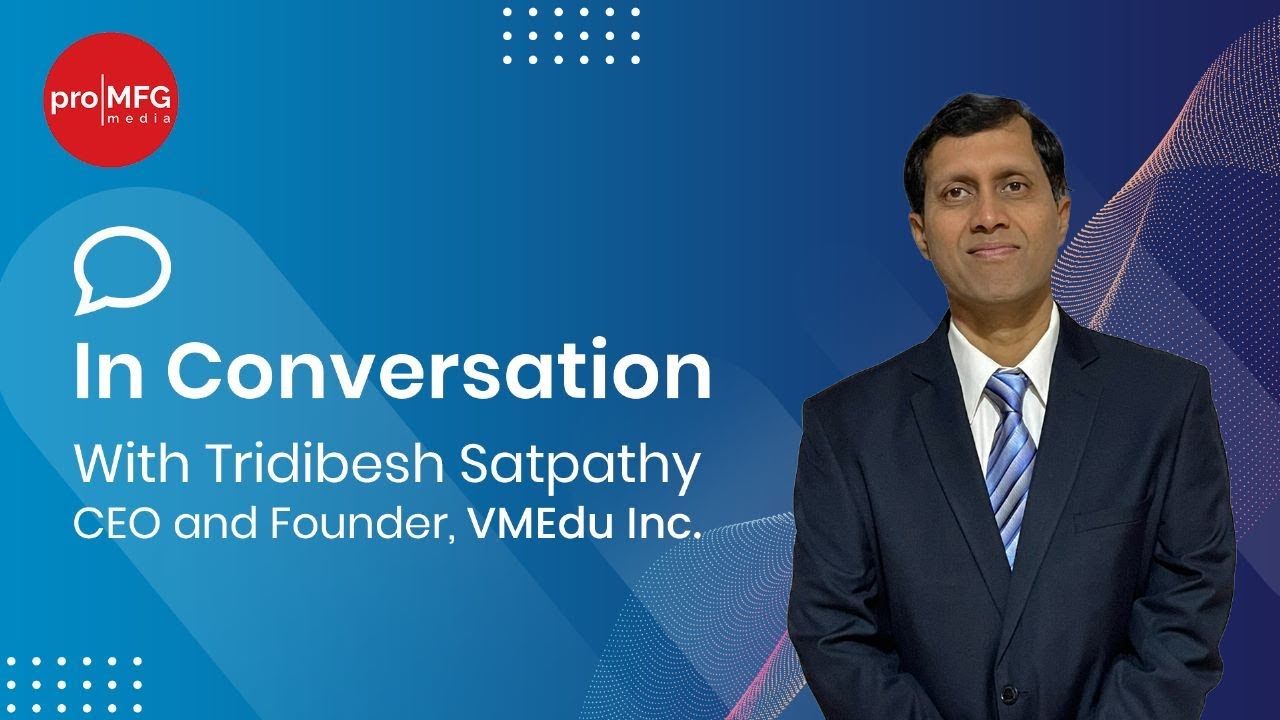 Pro MFG Media interview artwork featuring Tridibesh Satpathy in a suit