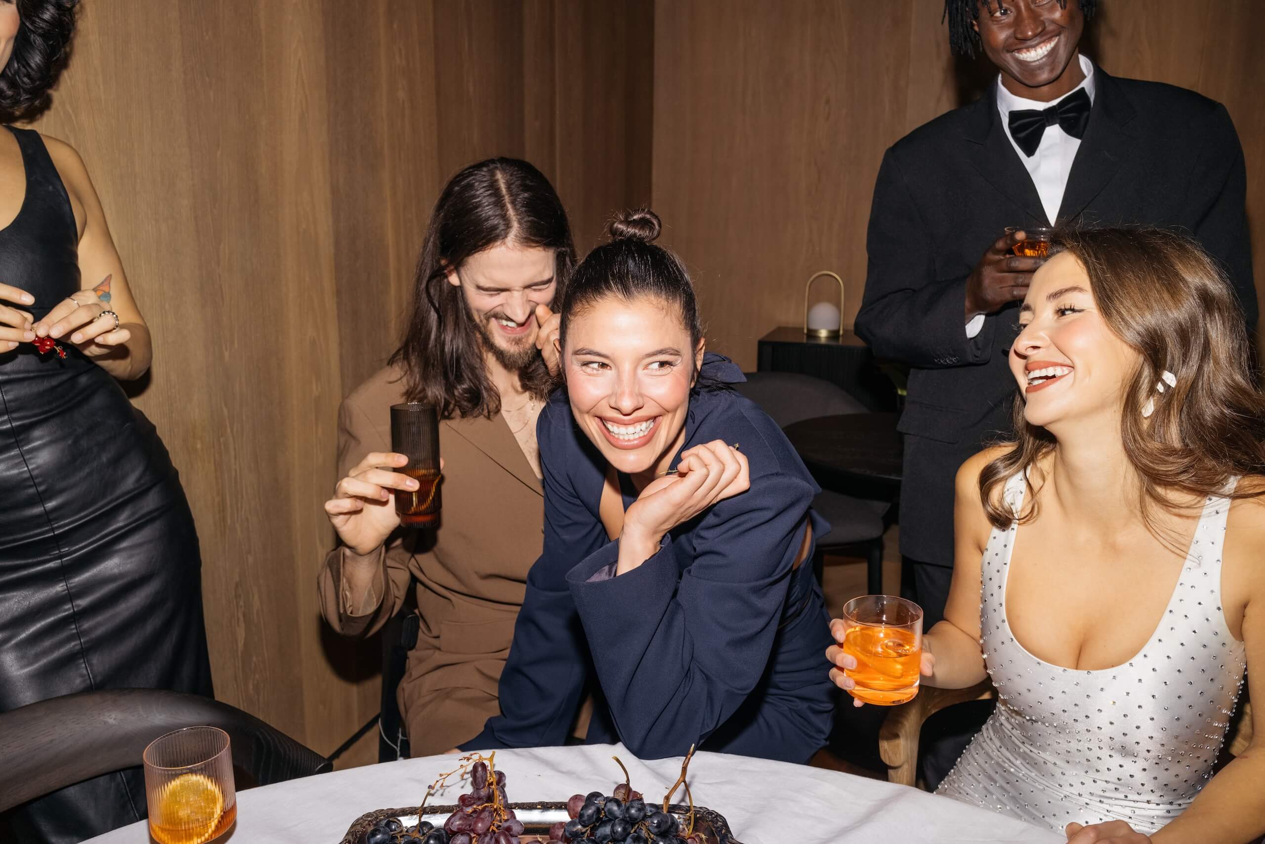 Hospitality team members working together inside a restaurant