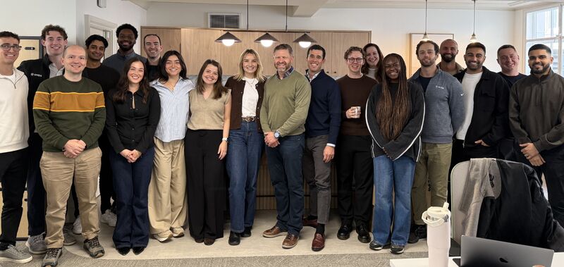 Troy Pospisil with members of Ontra’s European team in the London office