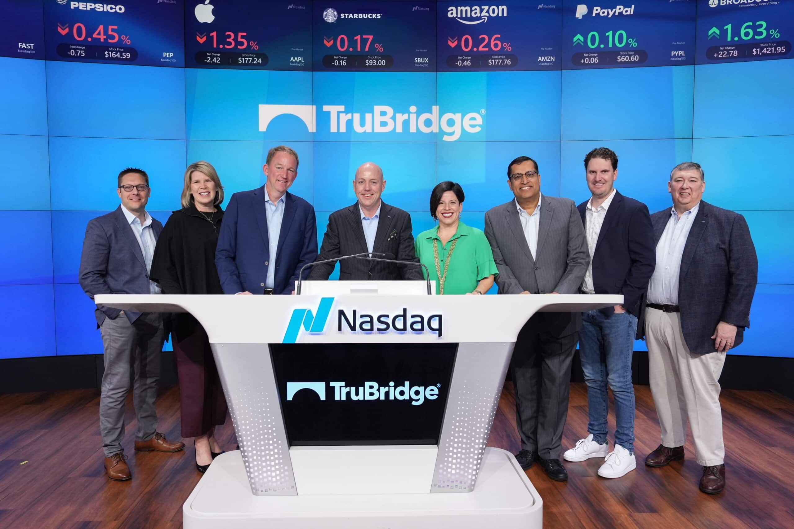 TruBridge executives and team members at the Nasdaq MarketSite in 2024