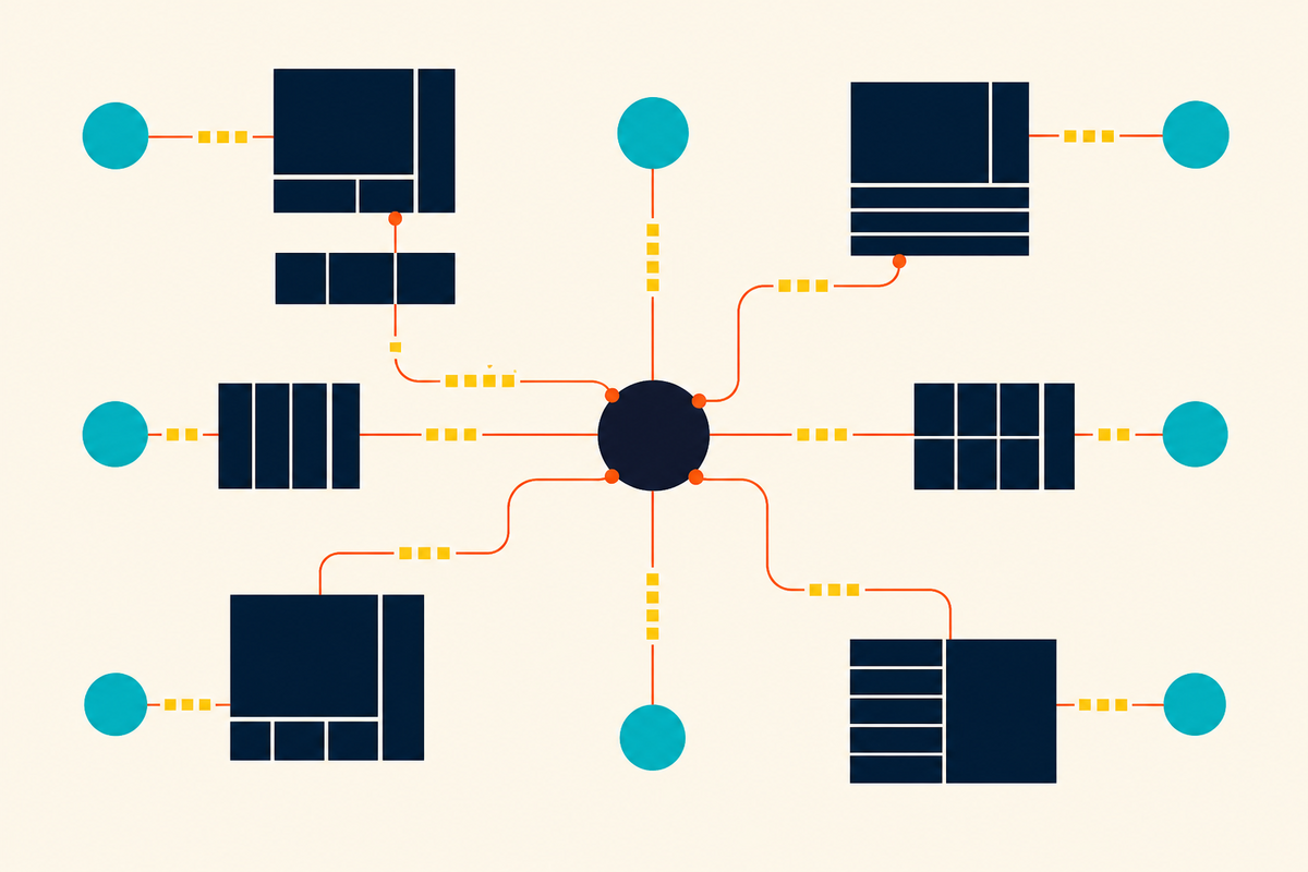 Abstract geometric network connecting business systems and trading partners