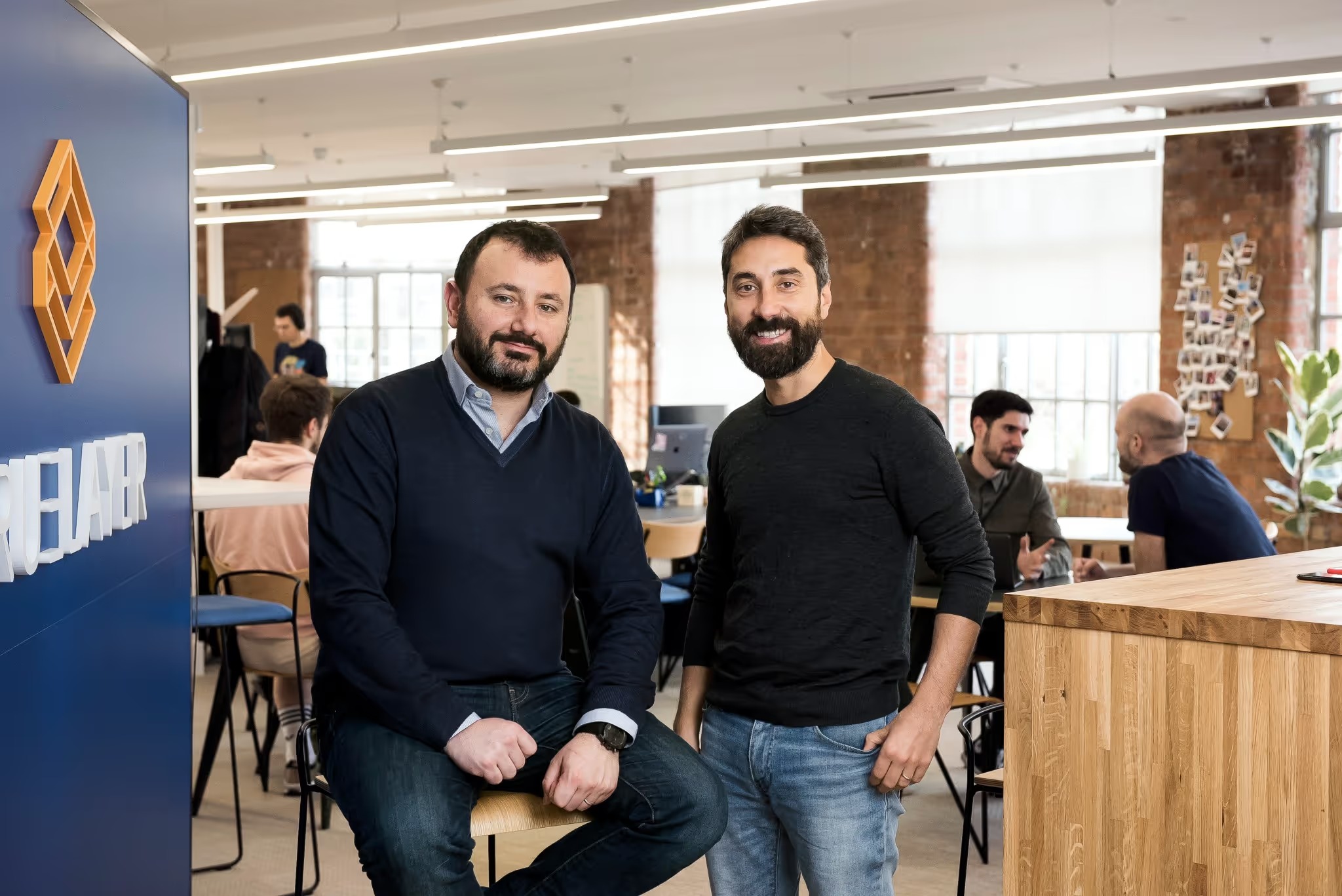 TrueLayer co-founders Francesco Simoneschi and Luca Martinetti in a London office