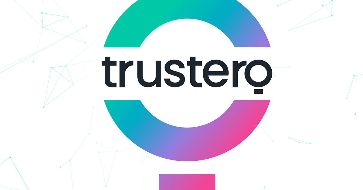 Trustero logo - the wordmark with a gradient magnifying-glass Trust Graph mark