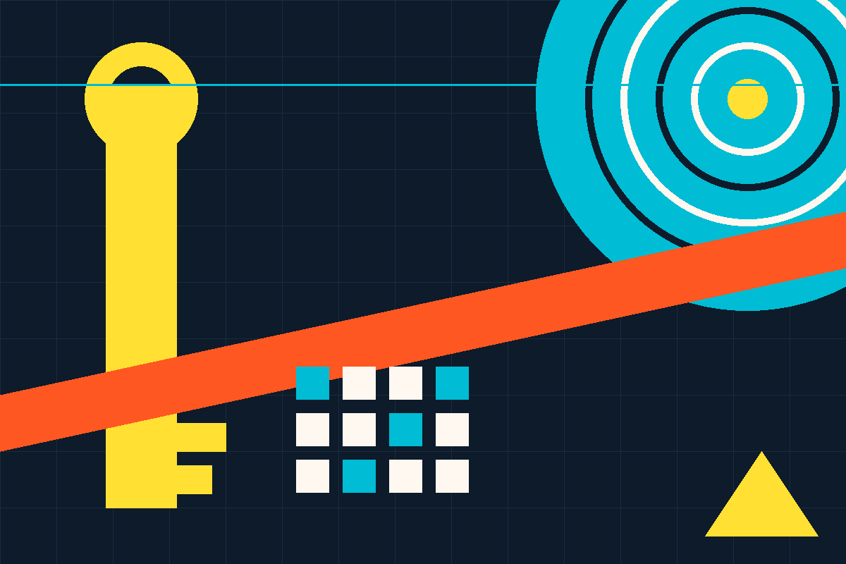 Swiss-style illustration: a key, concentric attestation rings, and a grid of wallets