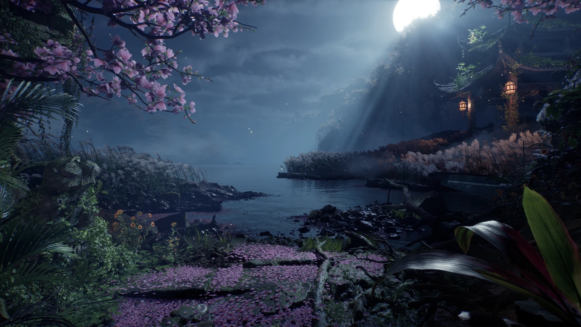 Moonlit waterside landscape from the Heroes of Jin Yong game gallery