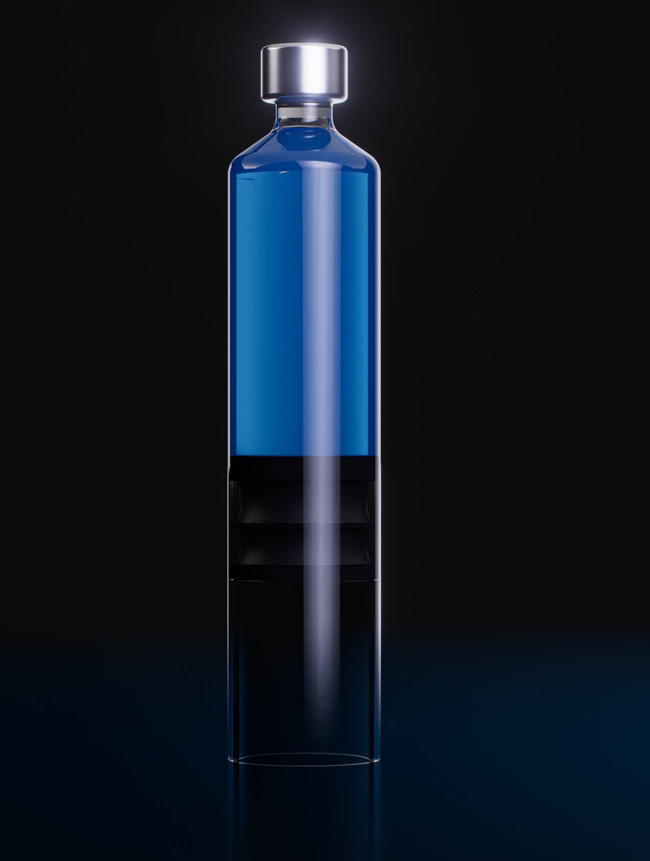 TYBR Health product rendering showing blue gel in a vial