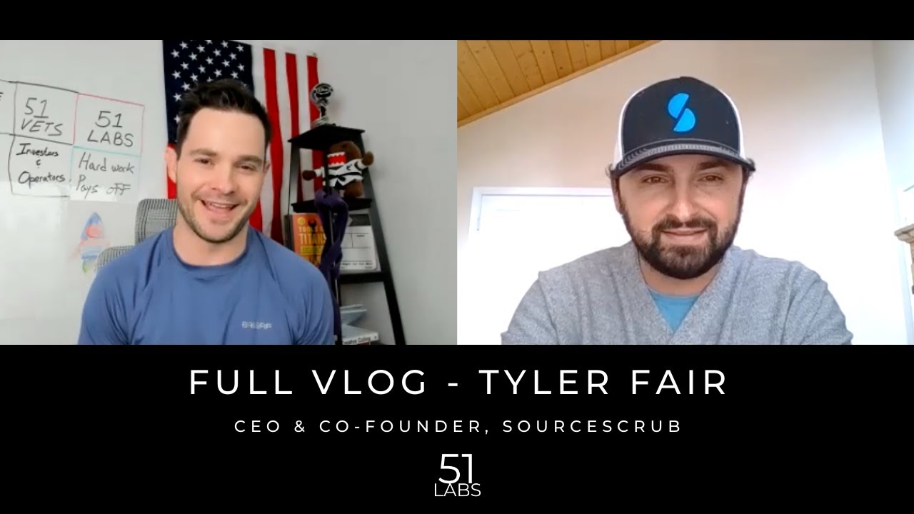 Investors and Operators host on the left and Tyler Fair wearing a Sourcescrub cap on the right