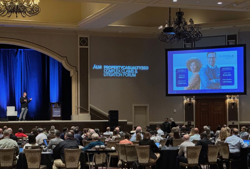 A CLARA Analytics presentation before an audience at the 2025 Complex Claims and Litigation Forum