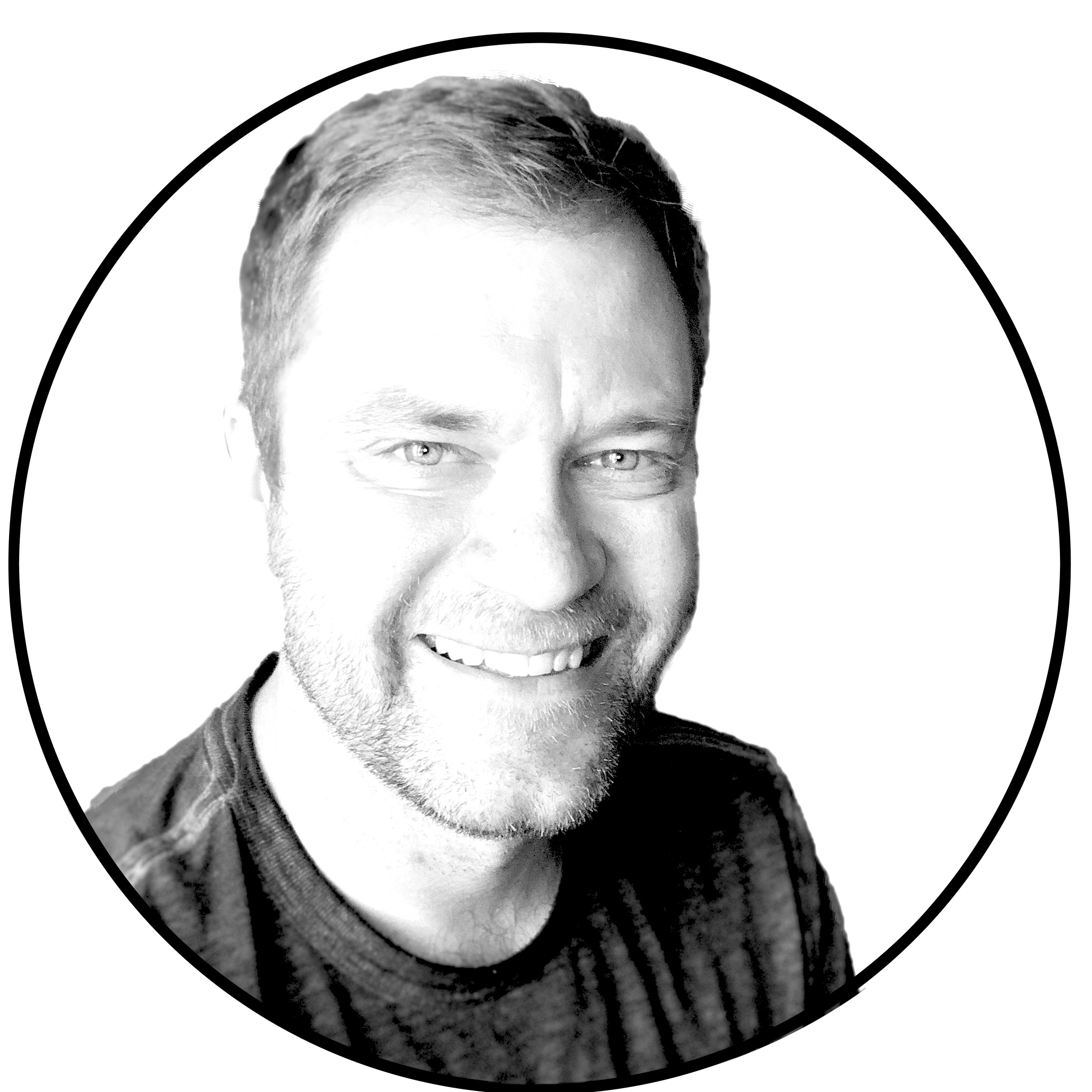 Black-and-white portrait of Tyler Wall