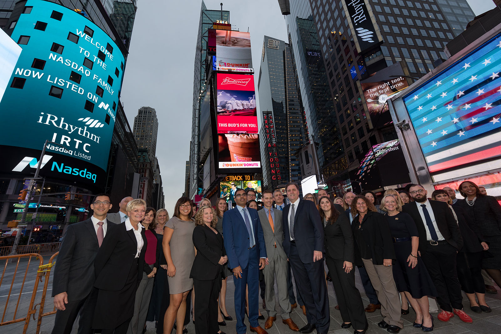 The iRhythm team celebrating the company’s 2016 IPO in Times Square