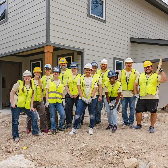 UFCU employees taking part in a Habitat for Humanity build
