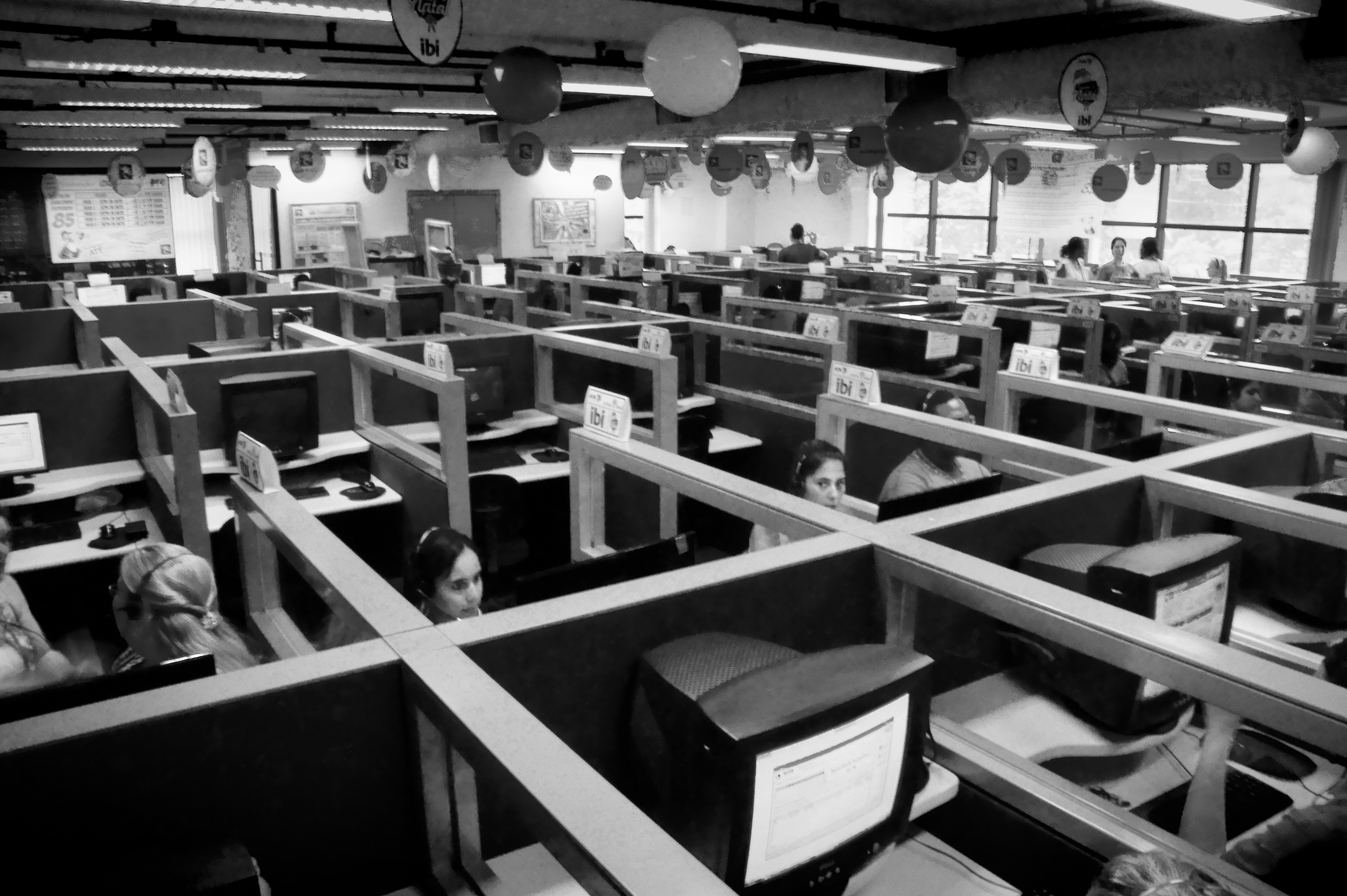Frontline agents at work on a busy contact center floor