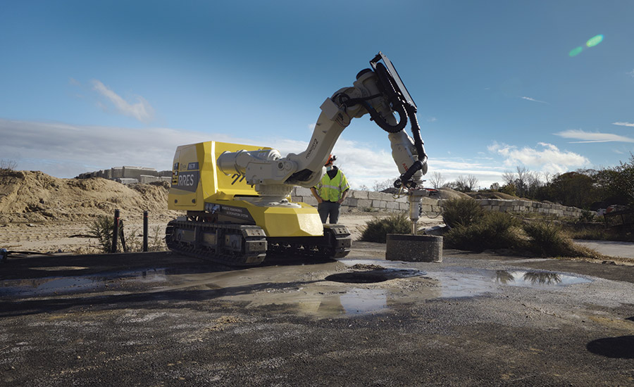 RRES tracked robotic excavation system working outdoors