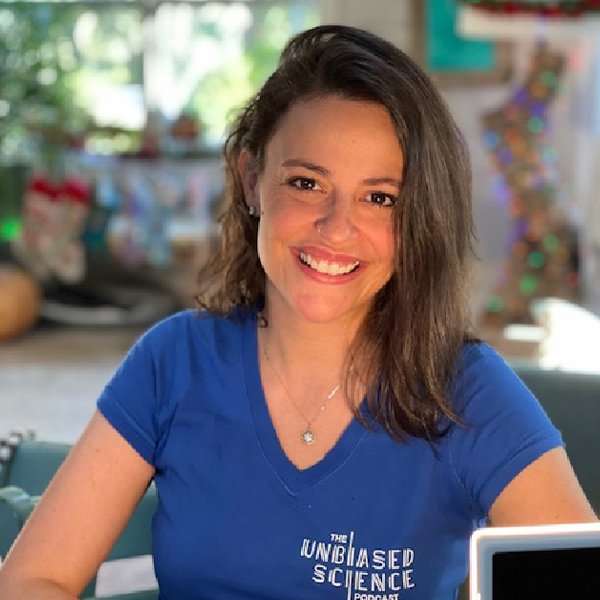 Jess Steier recording an Unbiased Science podcast episode