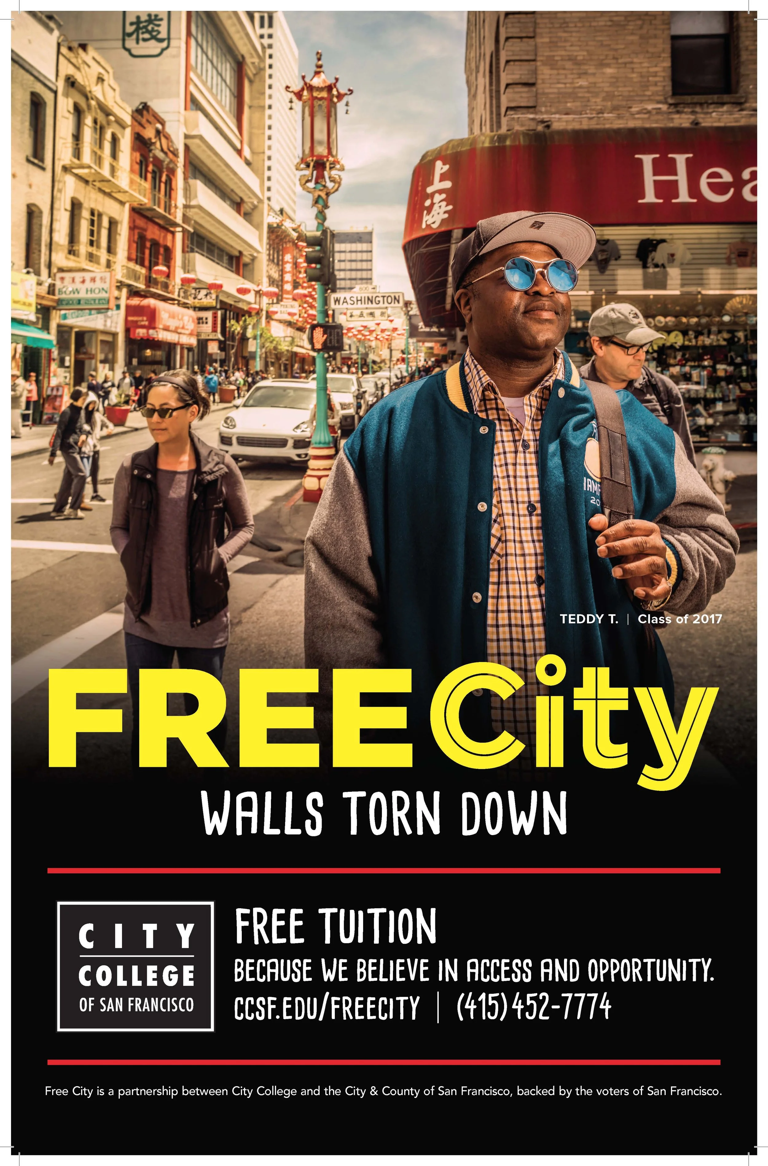 Original Free City student campaign poster for City College of San Francisco