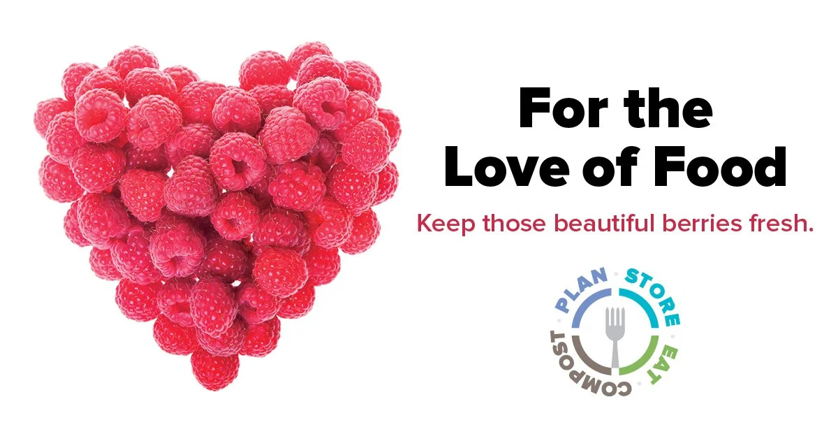 Raspberries arranged in a heart in StopWaste’s For the Love of Food advertisement