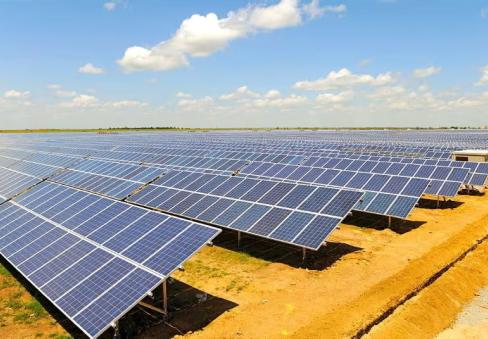 Rows of photovoltaic panels in the Burnoye project photograph published by its contractor