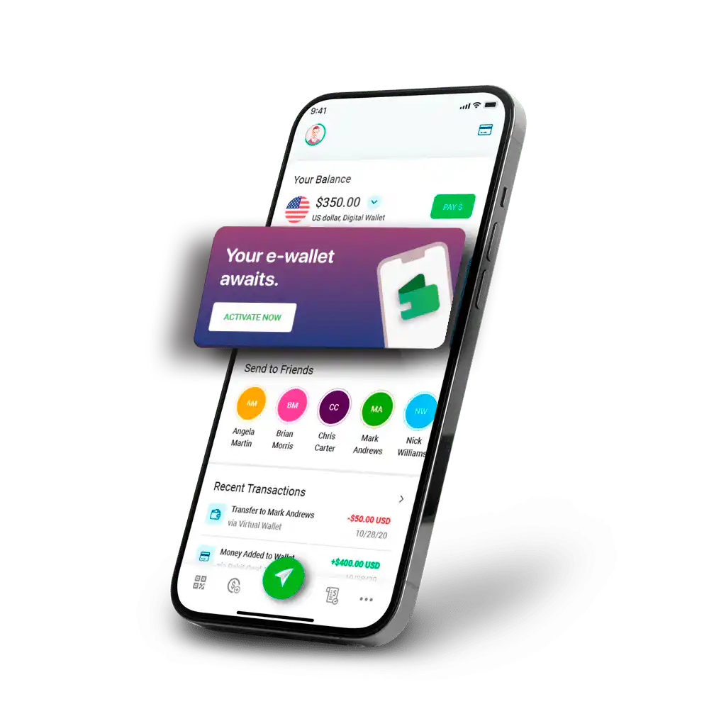 UniTeller promotional mockup showing its digital remittance application