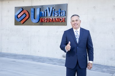 Univista Insurance founder Ivan Herrera standing outside a company office