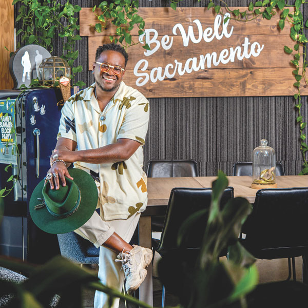 Roshaun Davis inside the Be Well Sacramento space