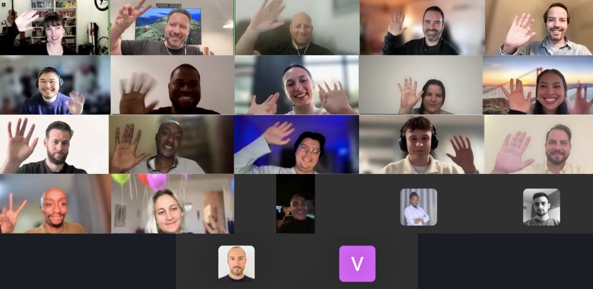 Celo Camp Batch 10 participants wave from their video-call windows