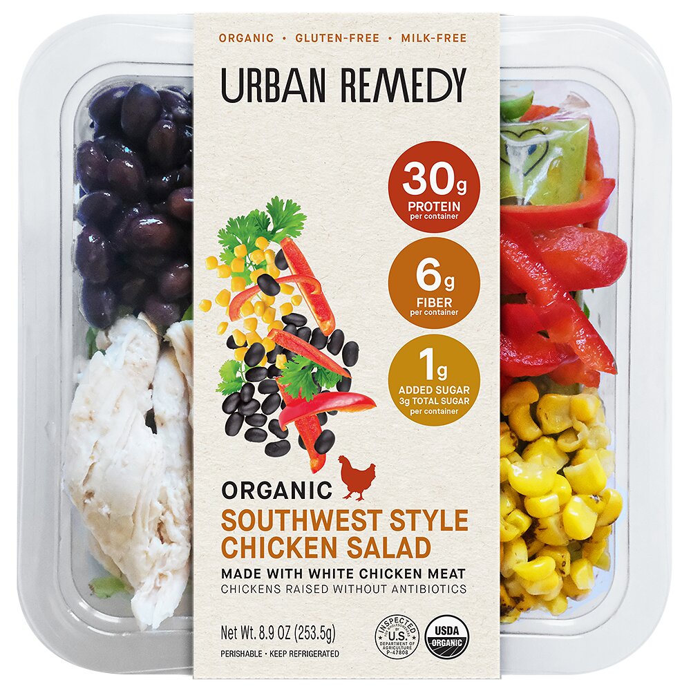 Urban Remedy Organic Southwest Style Chicken Salad, with chicken, black beans, corn and bell peppers