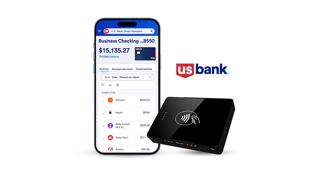 U.S. Bank Business Essentials mobile card reader and smartphone