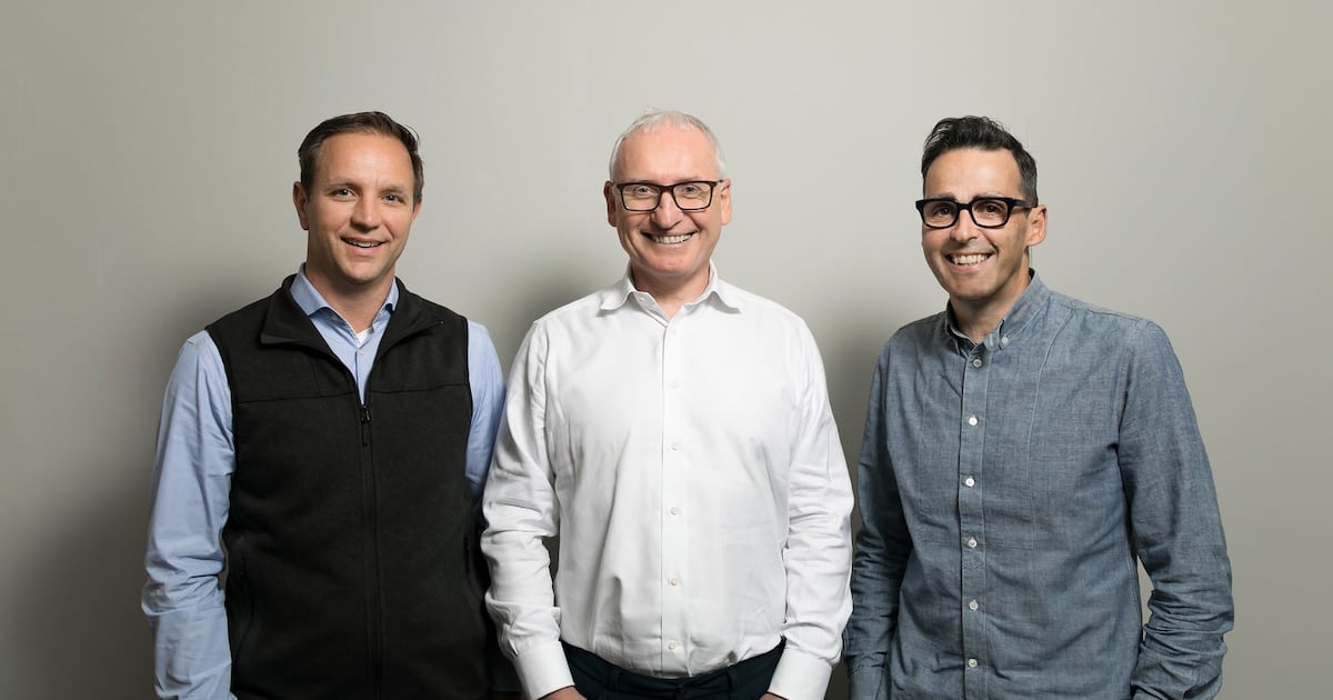 Utmost co-founders Dan Beck, Annrai O'Toole and Paddy Benson standing together