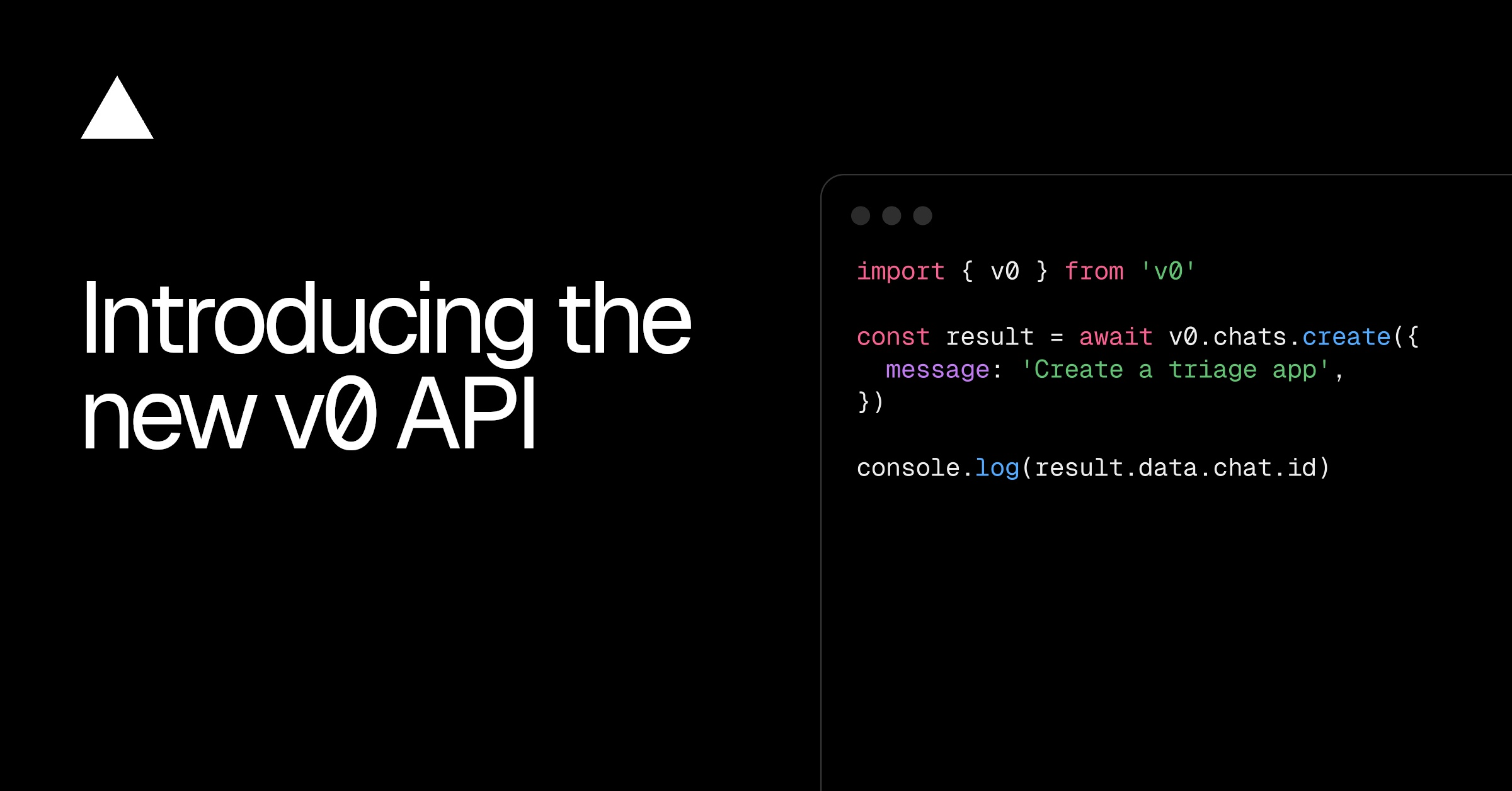 Official illustration for the v0 API showing the programmable app-building workflow