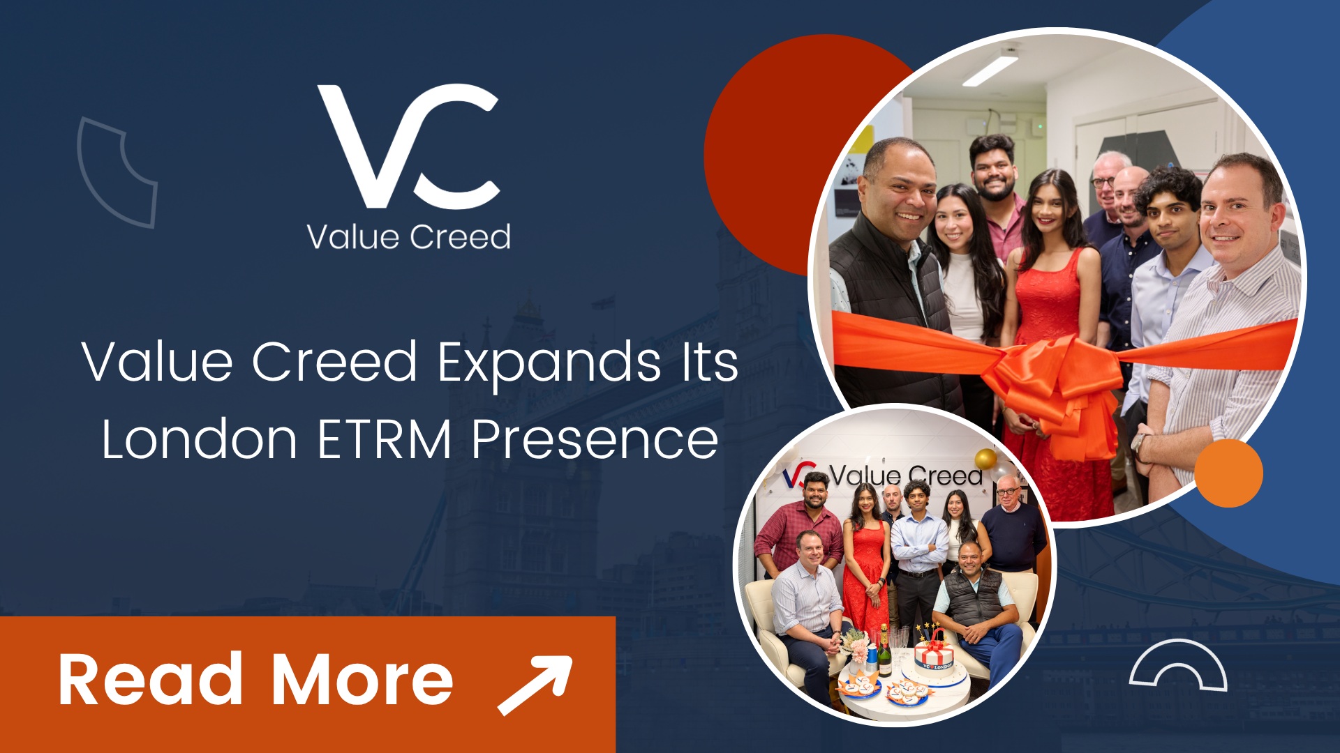 Value Creed’s London expansion announcement featuring colleagues at an office ribbon cutting