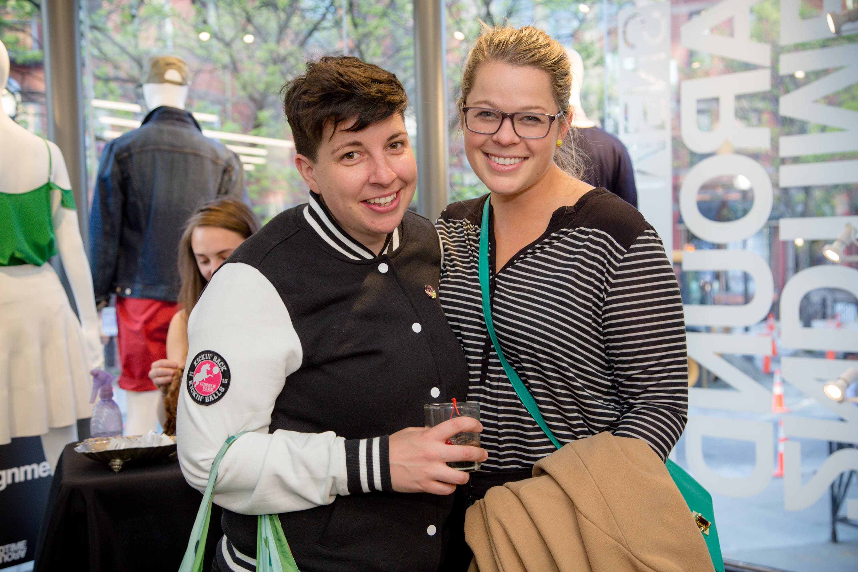 Vanessa Danziger and Frankie Donlon smiling at a Boston store-opening event in 2016
