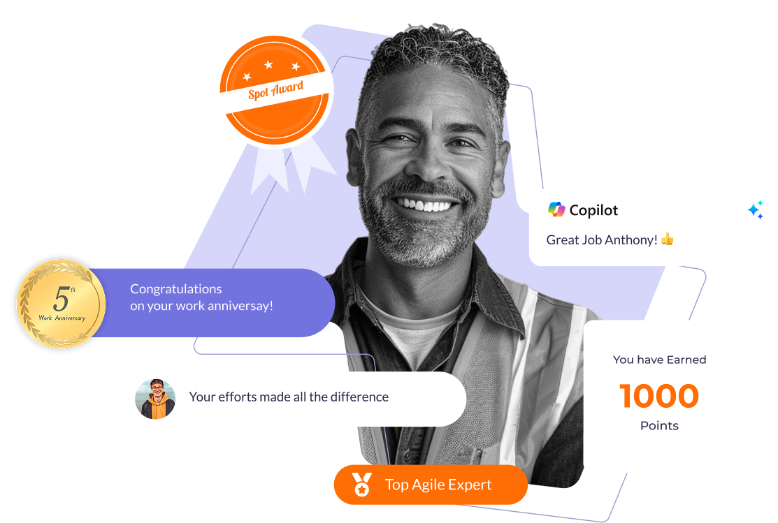 Vantage Circle product illustration showing its employee recognition interface