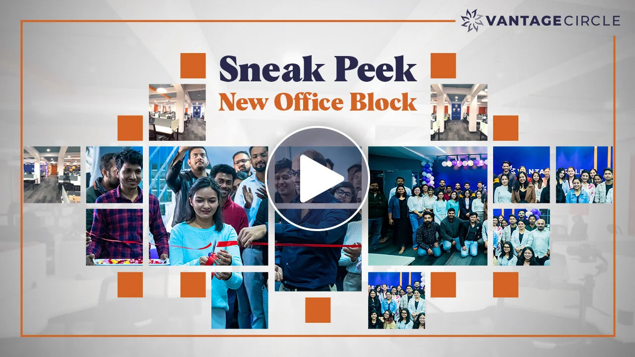 Vantage Circle office-opening video thumbnail featuring its team and workspace
