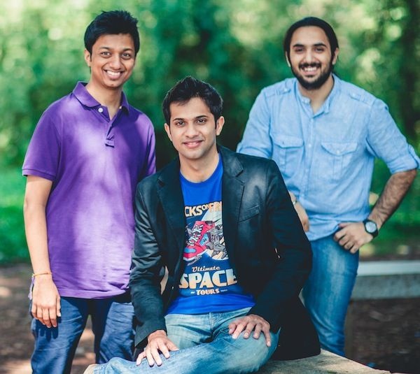 Varun Khona and his two co-founders in an early Tourlandish team photograph